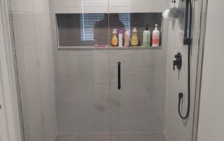 grey tile walk in shower